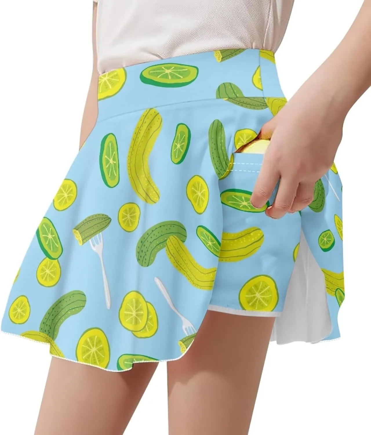 2-in-1 Tennis Skirts for Girls with Pockets Kids Built in Shorts Athletic Skorts Size 5-14
