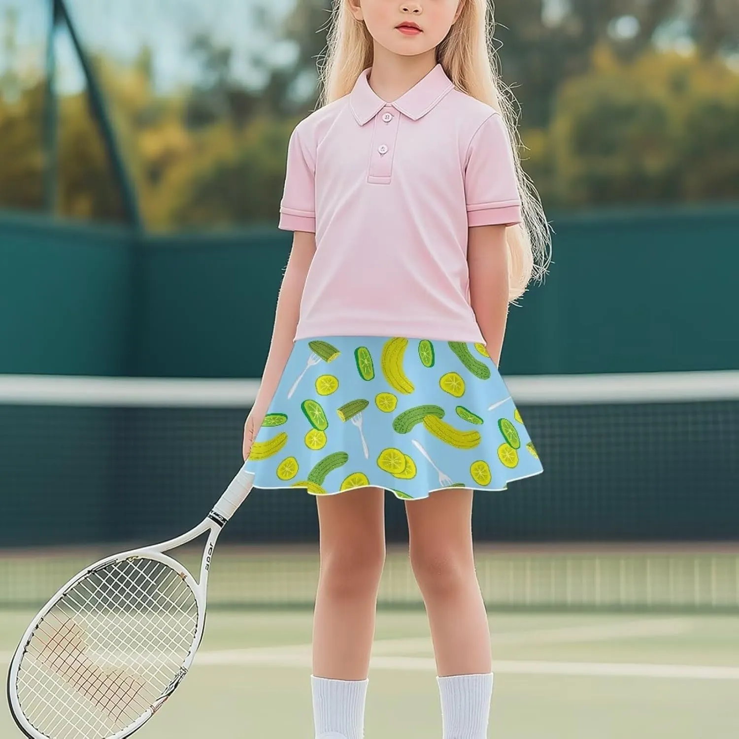2-in-1 Tennis Skirts for Girls with Pockets Kids Built in Shorts Athletic Skorts Size 5-14