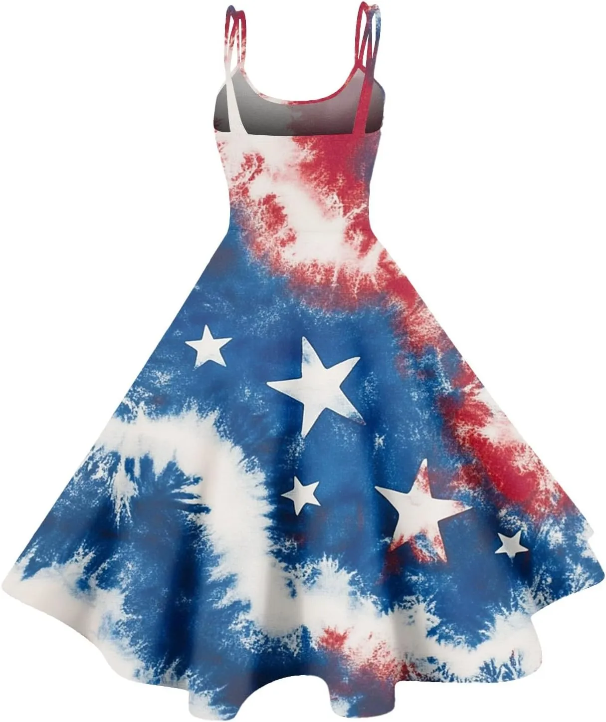 4th of July Womens Dresses Spaghetti Strap American Flag Print Midi Dress 2025 Trendy Summer Vintage Sundress Swing