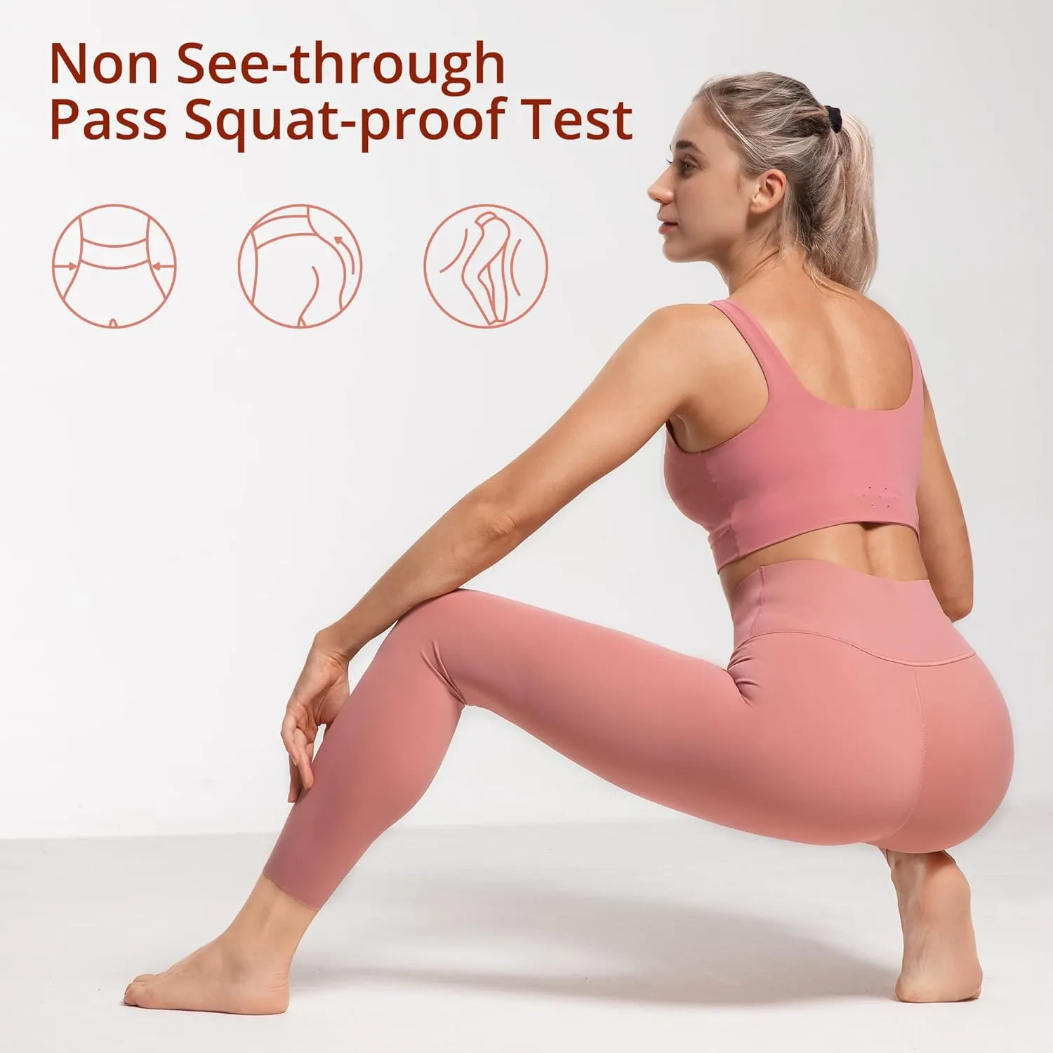 AKASO Womens High Waisted Yoga Pants, 7/8 Length Workout Leggings Naked Feeling Tummy Control Tights