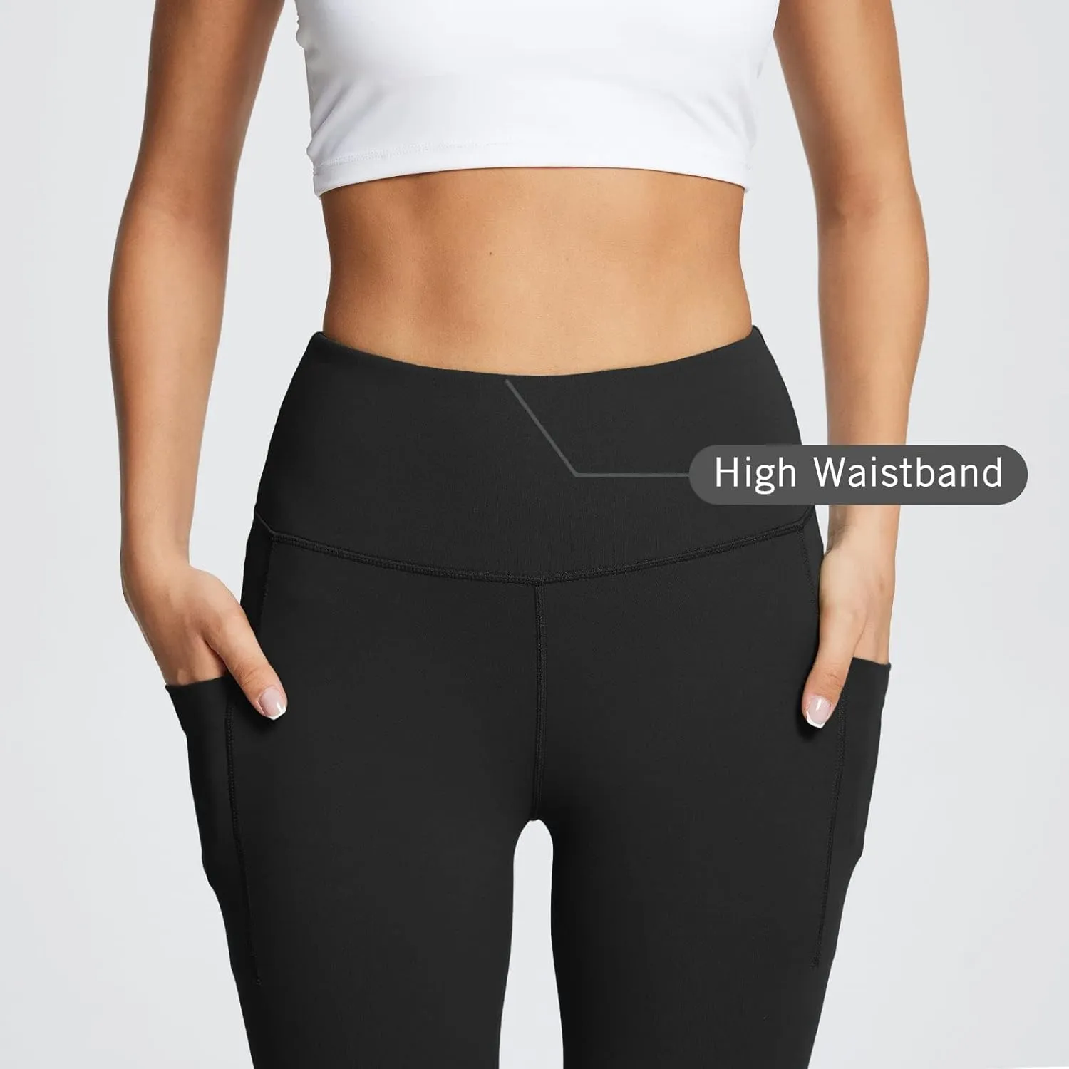 baleaf Women's Leggings with Pockets Tummy Control Workout High Waisted Athletic Running 7/8 Ultra Soft Gym Yoga Ankle Pants