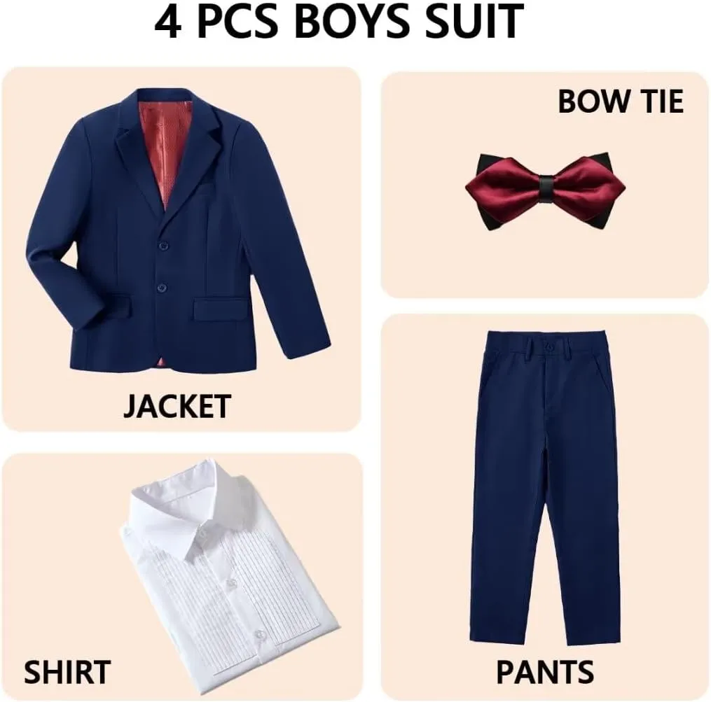 Boys Formal Suit Set Complete Outfit Slim Fit Tuxedo for Boy