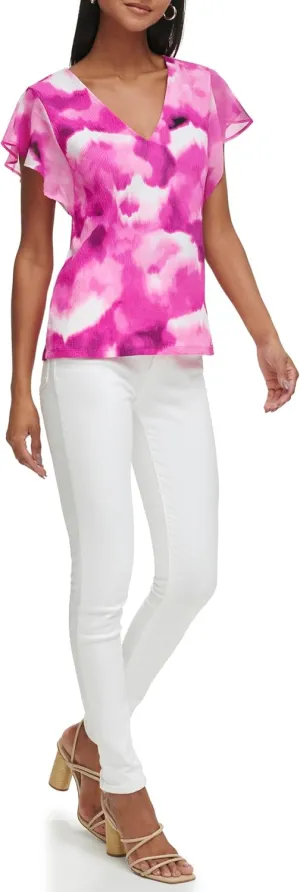 Calvin Klein Women's Plus Printed Sleeveless Knit Top