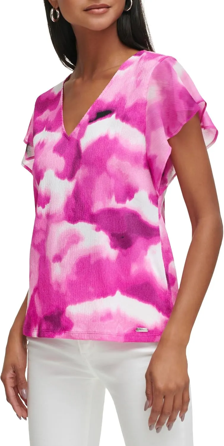 Calvin Klein Women's Plus Printed Sleeveless Knit Top