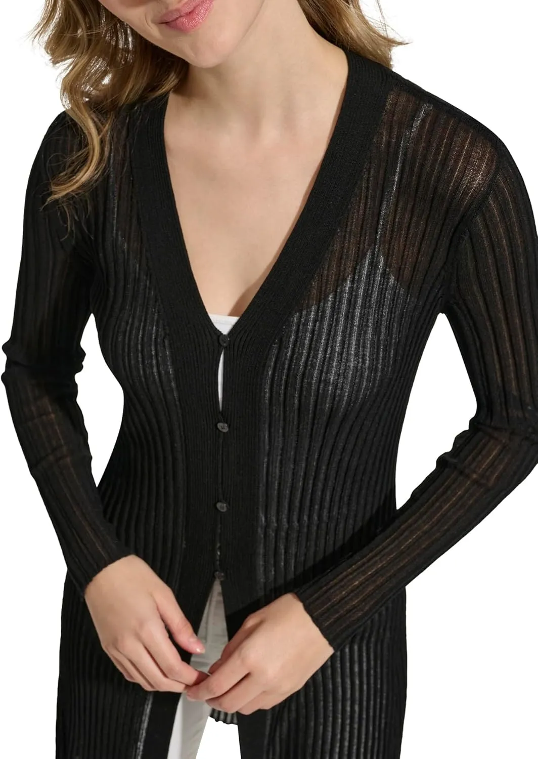 Calvin Klein Women's Sheer Long Cardigan