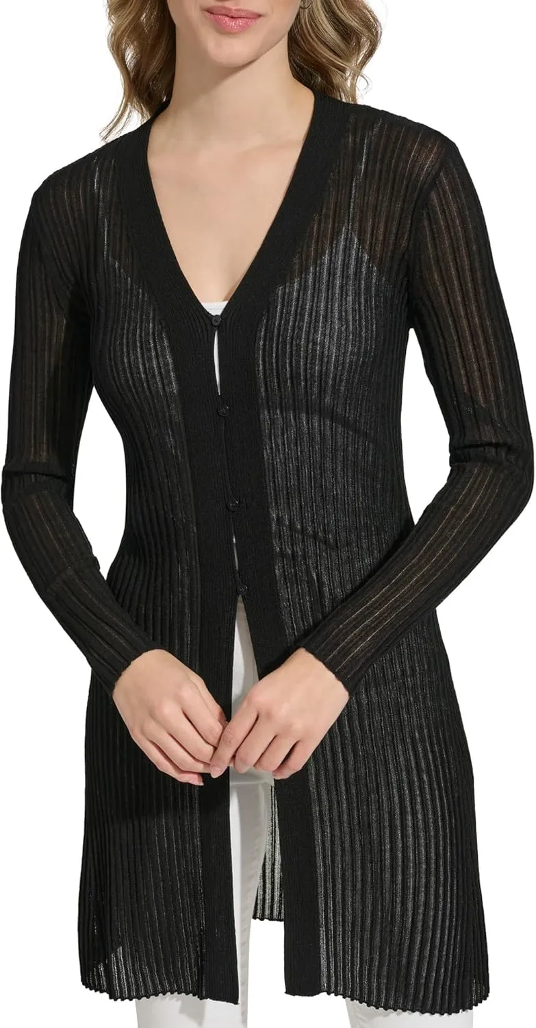 Calvin Klein Women's Sheer Long Cardigan