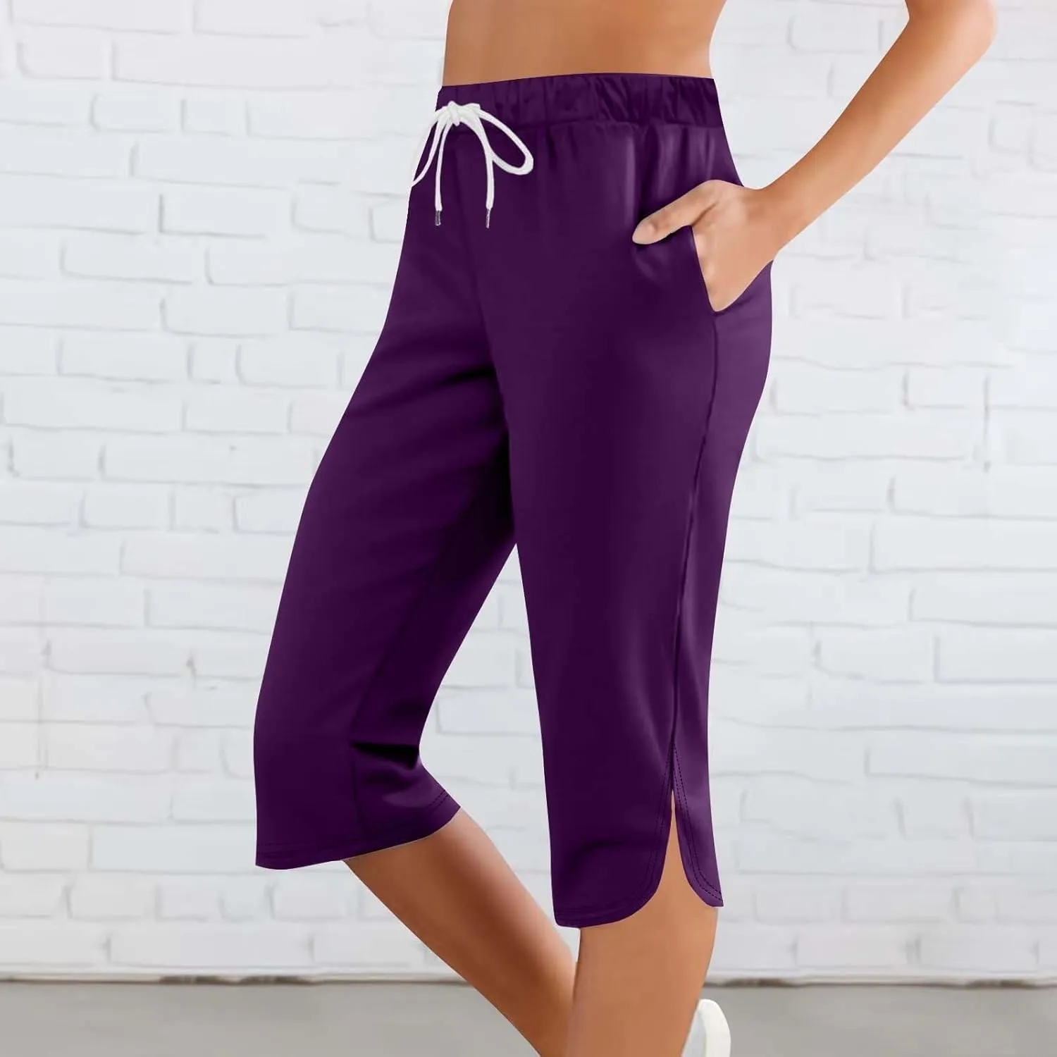 Capri Leggings for Women Knee Length Petite 2025 Summer High Waisted Athletic Workout Yoga Pants with Pockets