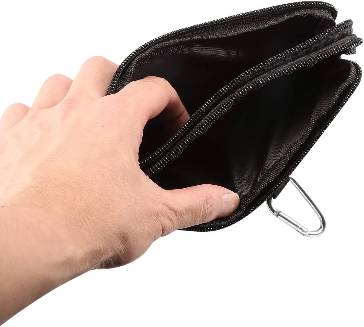 Cell Phone Belt Waist Pouch, Cell Phone Bag Waist Men, Universal Horizontal Zipper Mobile Phone Holster Waist Pack Wallet Case with Belt Clip Loop and Carabiner Smartphone Sport Travel Pocket Purse