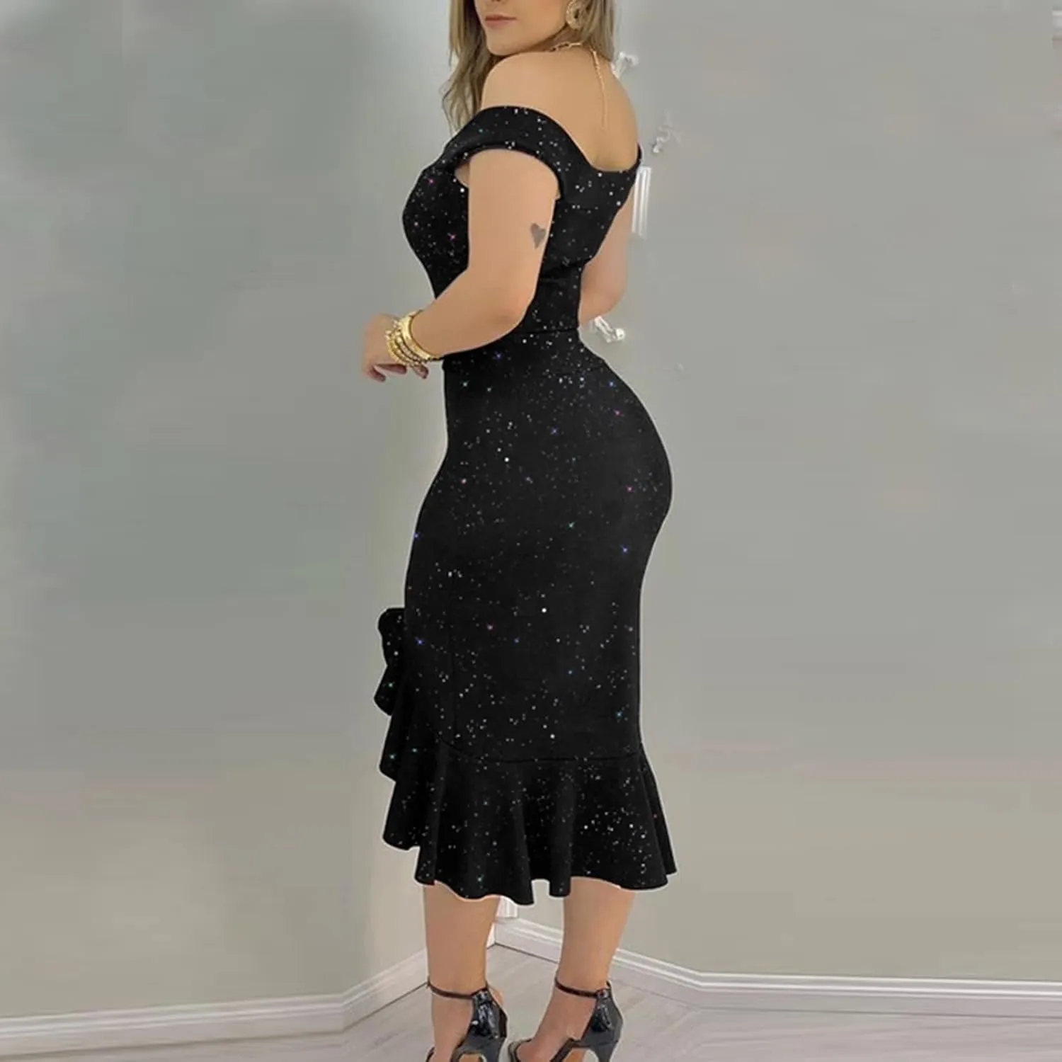 Cocktail Dress for Women,2024 Elegant Sexy Skinny Wedding Guest Dress,Trendy Ruched Slit Irregular Party Dress