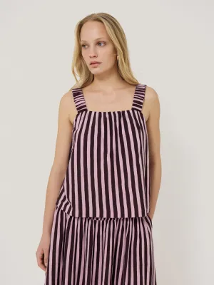 Cotton Slub Stripe Cami | Oxblood