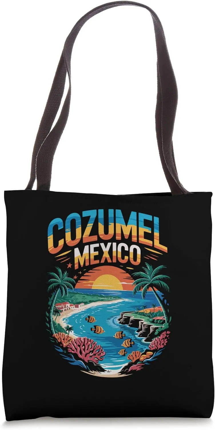 Cozumel Mexico Beaches Retro Cool Distressed Graphic Gift Tote Bag