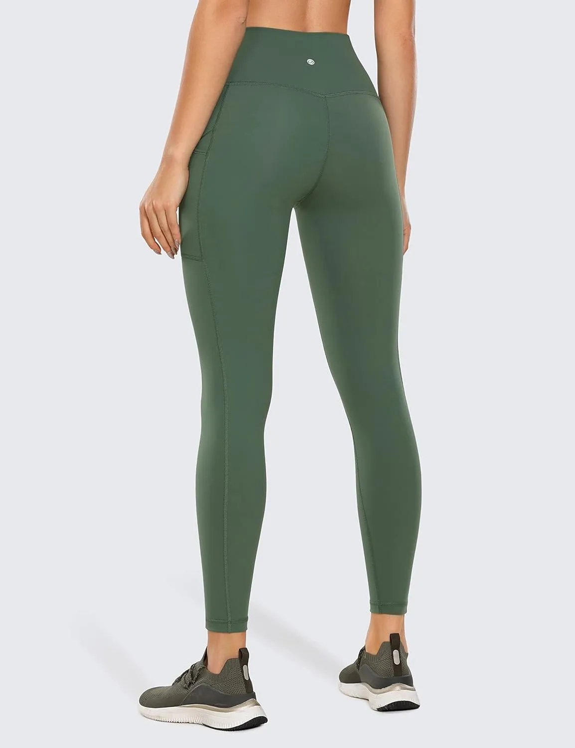 CRZ YOGA Ulti-Dry Workout Leggings for Women 25'' - No Front Seam Yoga Pants with Pockets High Waisted Fitness Gym Tights