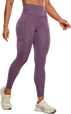 CRZ YOGA Ulti-Dry Workout Leggings for Women 25'' - No Front Seam Yoga Pants with Pockets High Waisted Fitness Gym Tights