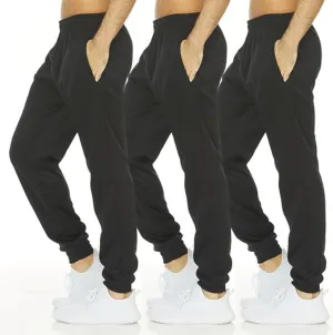 DARESAY Mens 3 Pack Dry Fit Fleece Athletic Workout Jogger Sweatpants for Men with Pockets and Drawstring Size S-3XL