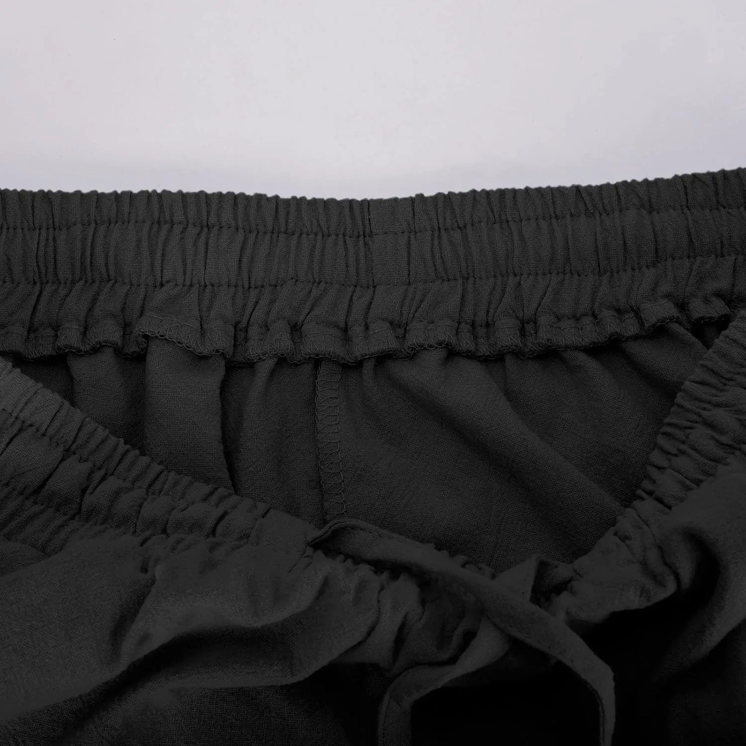 DASAYO Cotton Linen Pants Women Trendy Drawstring Elastic Waist Comfy Casual Trousers Ladies Boho Beach Pants with Pockets