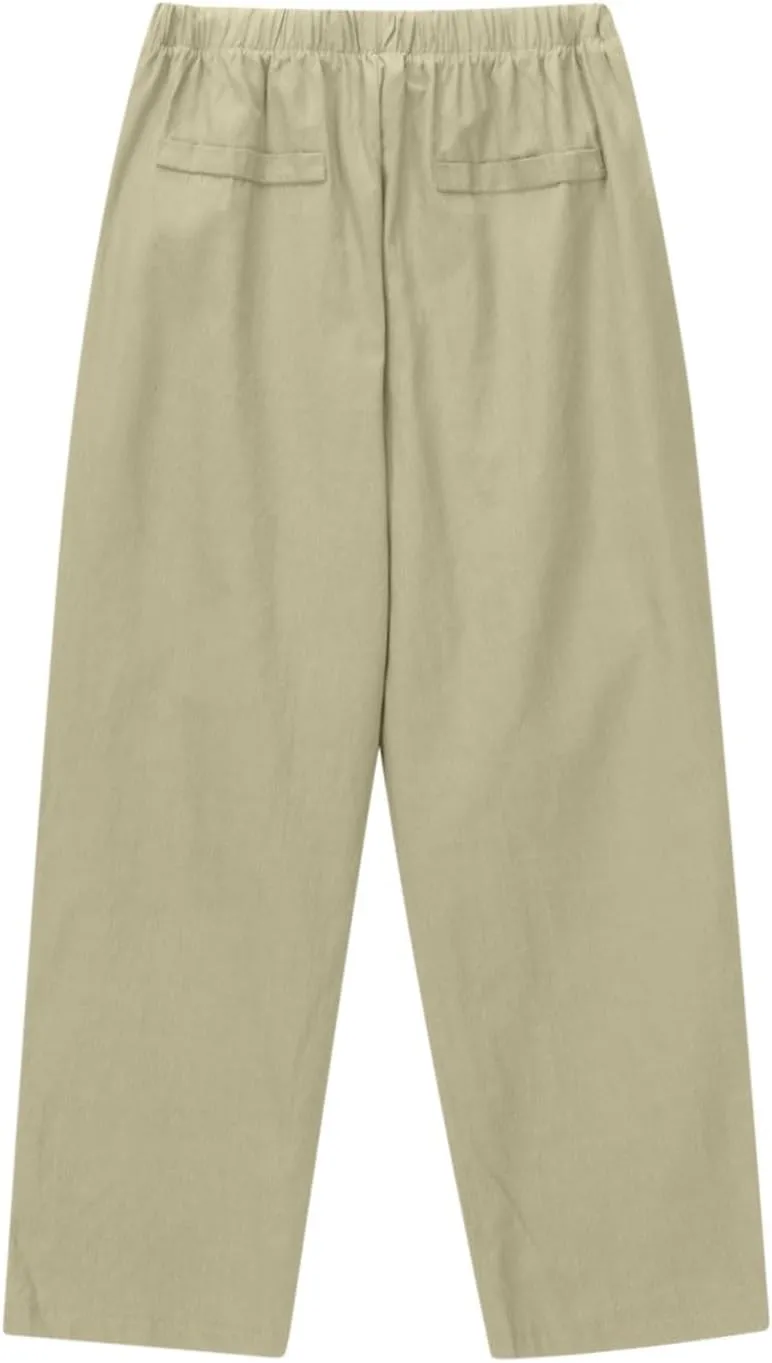 DASAYO Linen Pants Women Drawstring Elastic Waist Ankle Length Straight Leg Pants with Pockets Summer Outfits Fahsion 2025