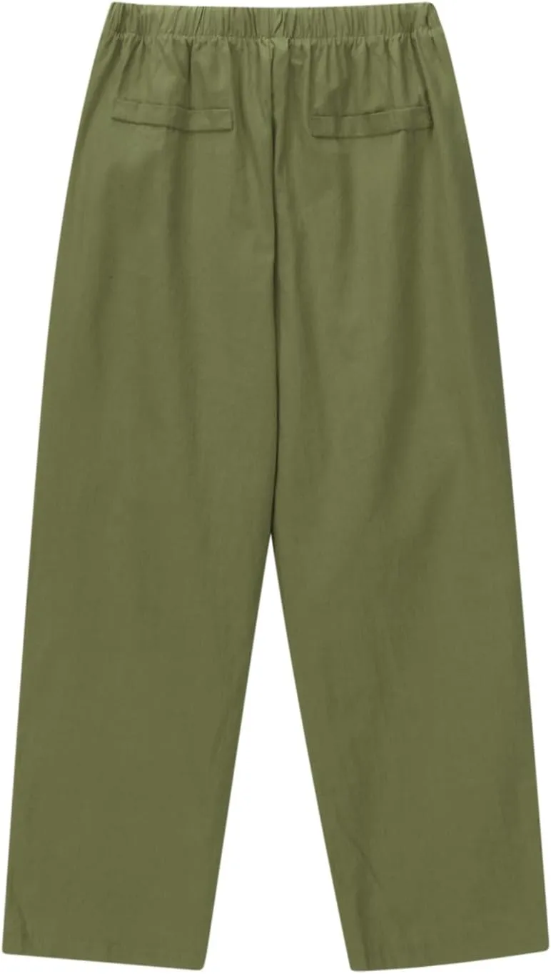 DASAYO Linen Pants Women Drawstring Elastic Waist Ankle Length Straight Leg Pants with Pockets Summer Outfits Fahsion 2025