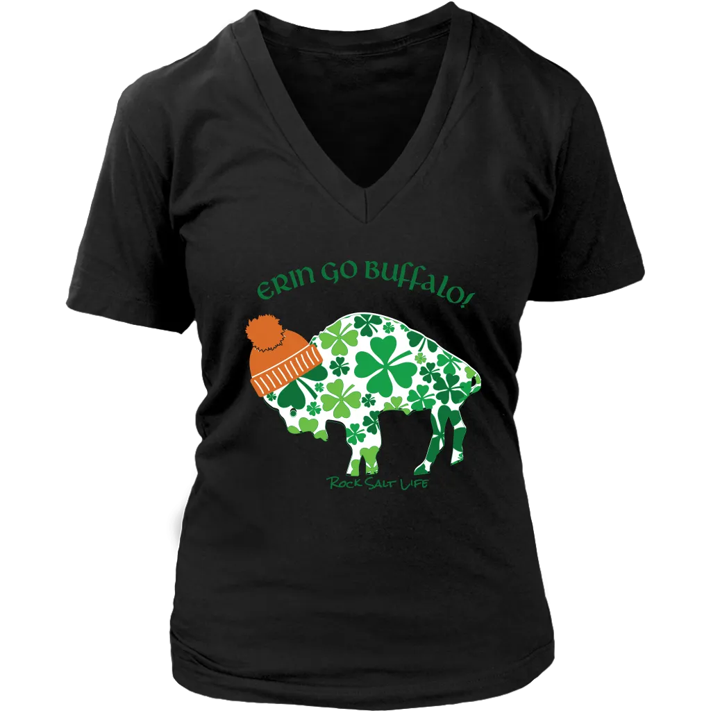 Erin Go Buffalo Rock Salt Life St. Patricks Day Womens V-Neck T-Shirt