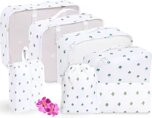 Ewise Shop - 7-Piece Set of Packing Cubes for Travel, Luggage, and Suitcases: Resistant and Waterproof Organizer Bags (Cactus)