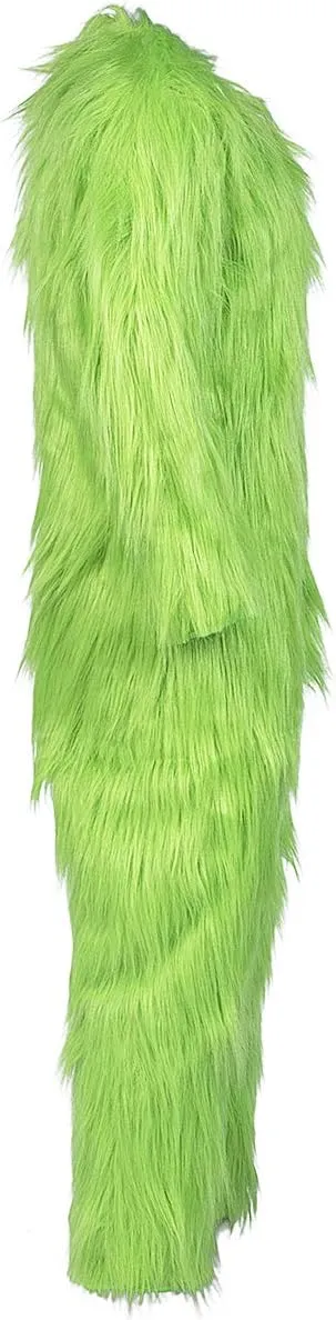 Green Furry Pants Adults Green Furry Jumpsuit Onesie Costume Christmas Halloween Cosplay Accessory