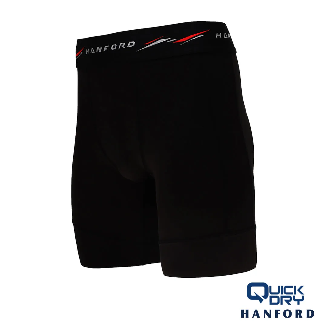 Hanford Athletic Men Pro Cool 2.0 Quick Dry Compression Knee Length - Black/Red Line (Single Pack)