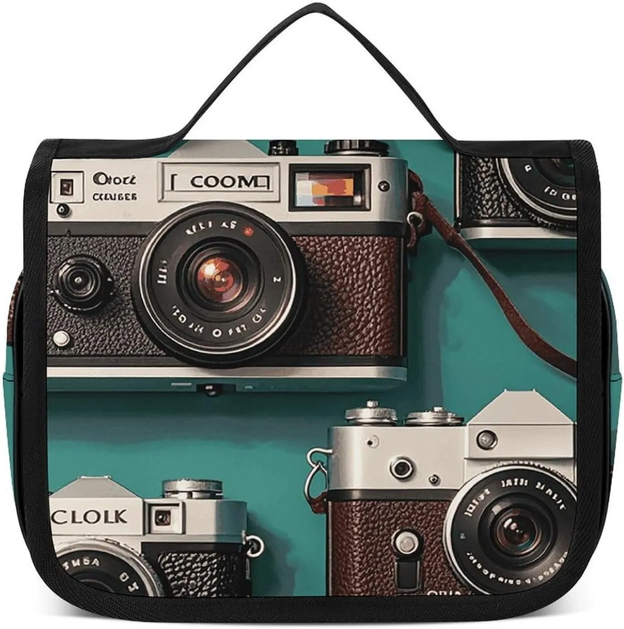 Hanging Toiletry Bag for Women Men Portable Waterproof Makeup Bag Organizer Retro Cool Camera Collection Travel Toiletry Bag