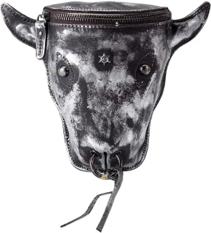 Head Layer Leather Leather Waist Bag Men'S Retro Cool Cow Head Hanging Bag Wear Waist Belt Slim Running Belt Waist Pack (Grey, One Size)