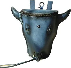 Head Layer Leather Leather Waist Bag Men'S Retro Cool Cow Head Hanging Bag Wear Waist Belt Slim Running Belt Waist Pack (Navy, One Size)