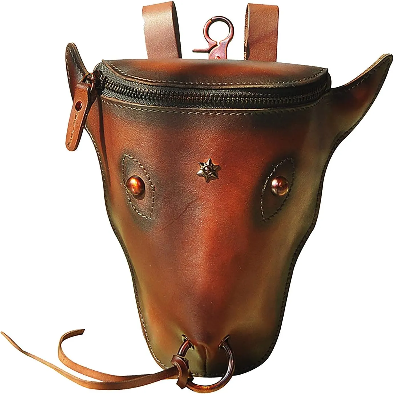 Head Layer Leather Leather Waist Bag Men'S Retro Cool Cow Head Hanging Bag Wear Waist Belt Slim Running Belt Waist Pack (Wine, One Size)