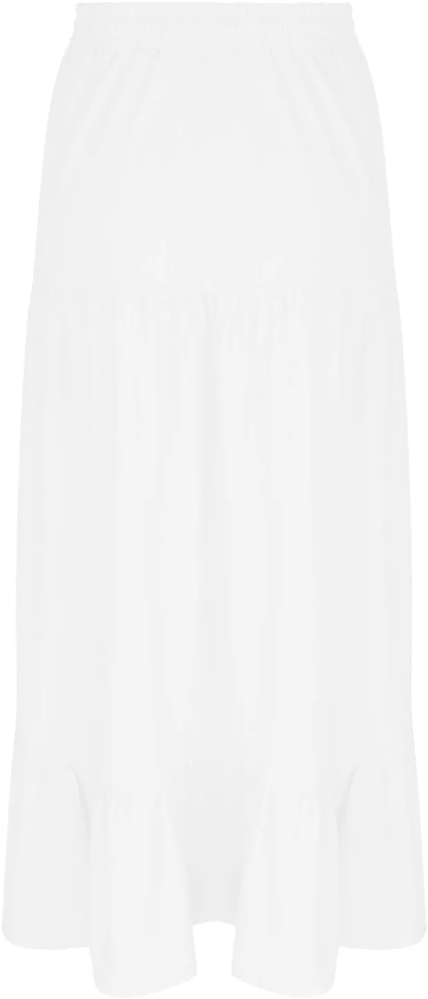 HGps8w Women's 2025 Summer Boho Linen Slit Flowy Maxi Skirt, Trendy Elastic Waist A Line Tiered Beach Long Skirts