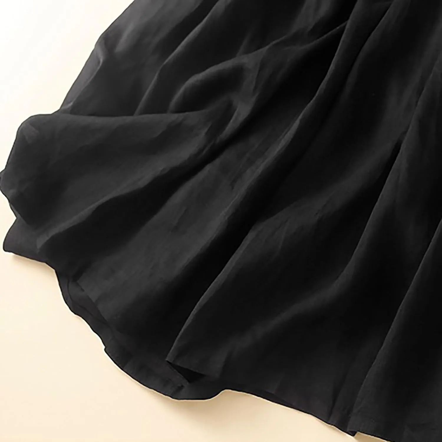 HGps8w Womens Cotton Linen Drawstring Maxi Skirt Lightweight Casual Summer Elastic High Waisted A-line Swing Skirts