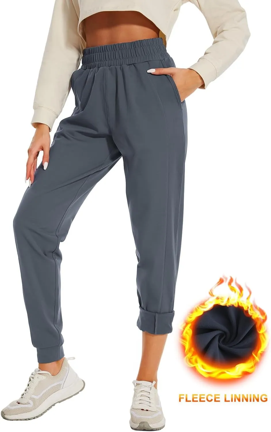 HOdo 32"/34"/36" Inseam Womens Tall Sweatpants Fleece Lined Long Joggers Workout Pants with Pockets