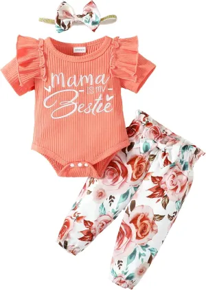 Infant Baby Girl Clothes Newborn Girl Outfit Long Sleeve Romper Pants Set Cute Baby Clothes for Girls Fall/Winter