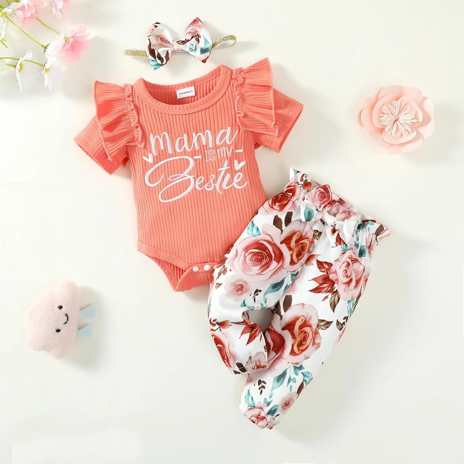 Infant Baby Girl Clothes Newborn Girl Outfit Long Sleeve Romper Pants Set Cute Baby Clothes for Girls Fall/Winter