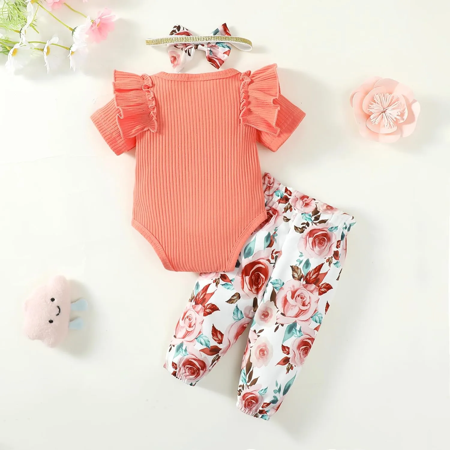 Infant Baby Girl Clothes Newborn Girl Outfit Long Sleeve Romper Pants Set Cute Baby Clothes for Girls Fall/Winter