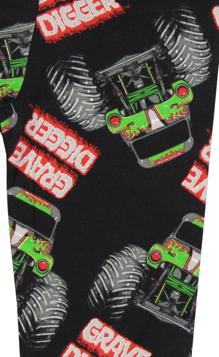 INTIMO Monster Jam Boys' Truck Long Sleeve Grave Digger Tight Fit Sleep Pajama Set