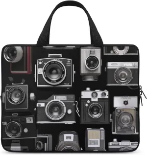 Laptop Case Sleeve Shockproof Computer Carrying Bag Retro Cool Camera Collection Laptop Bag Tote Lightweight Notebook Case Cover Traveling Briefcase Handle Bags for Travel Business 12inch