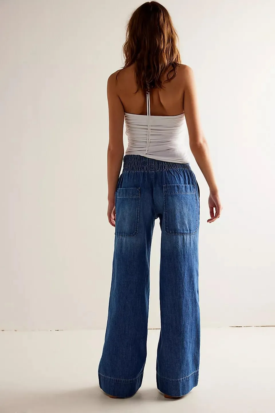 Lisskolo Women's Wide Leg Denim Pants Casual Baggy Cropped Barrel Jeans Mid Waist Loose Fit Harem Pants