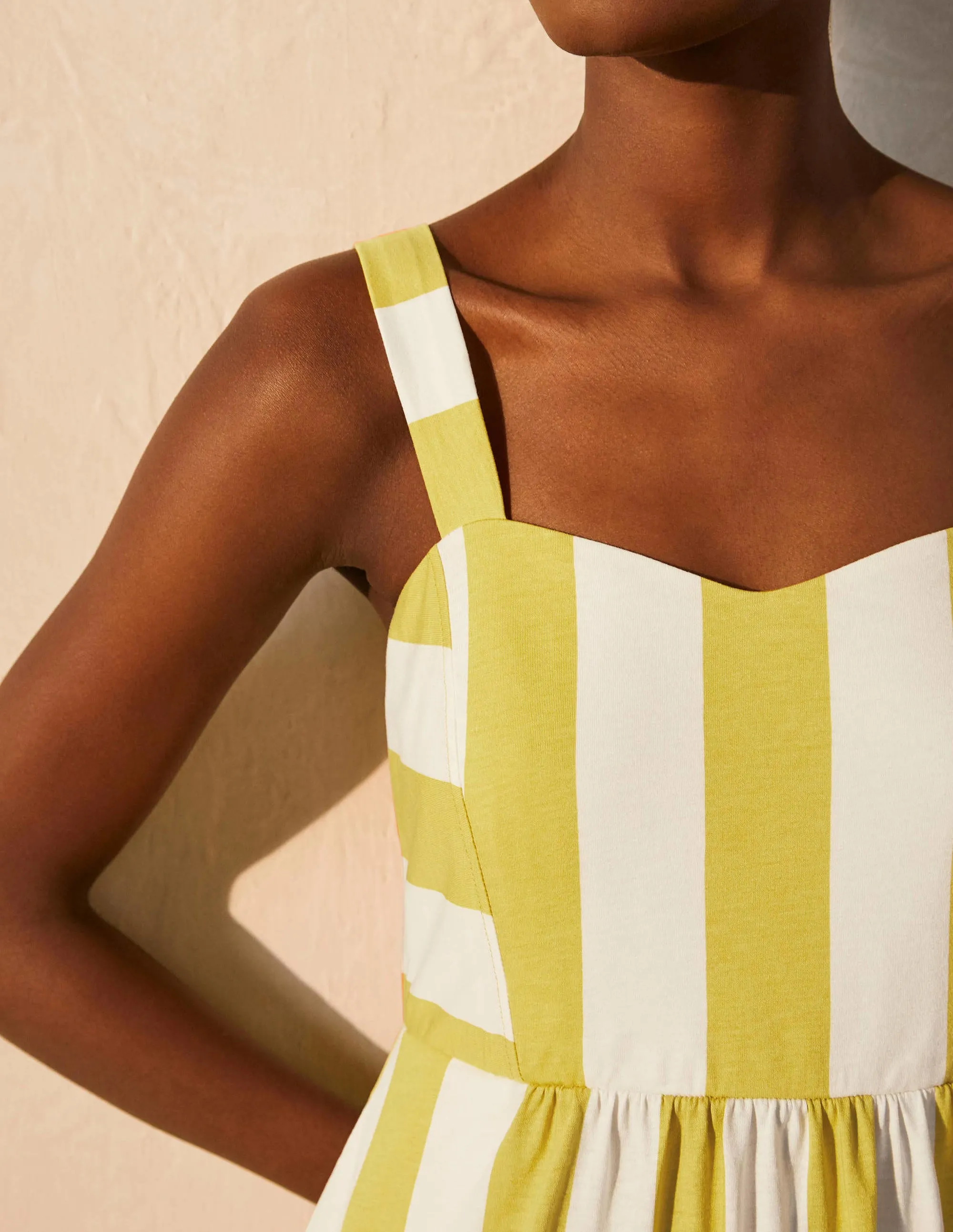 Lucy Jersey Stripe Dress-Chartreuse Ivory Stripe