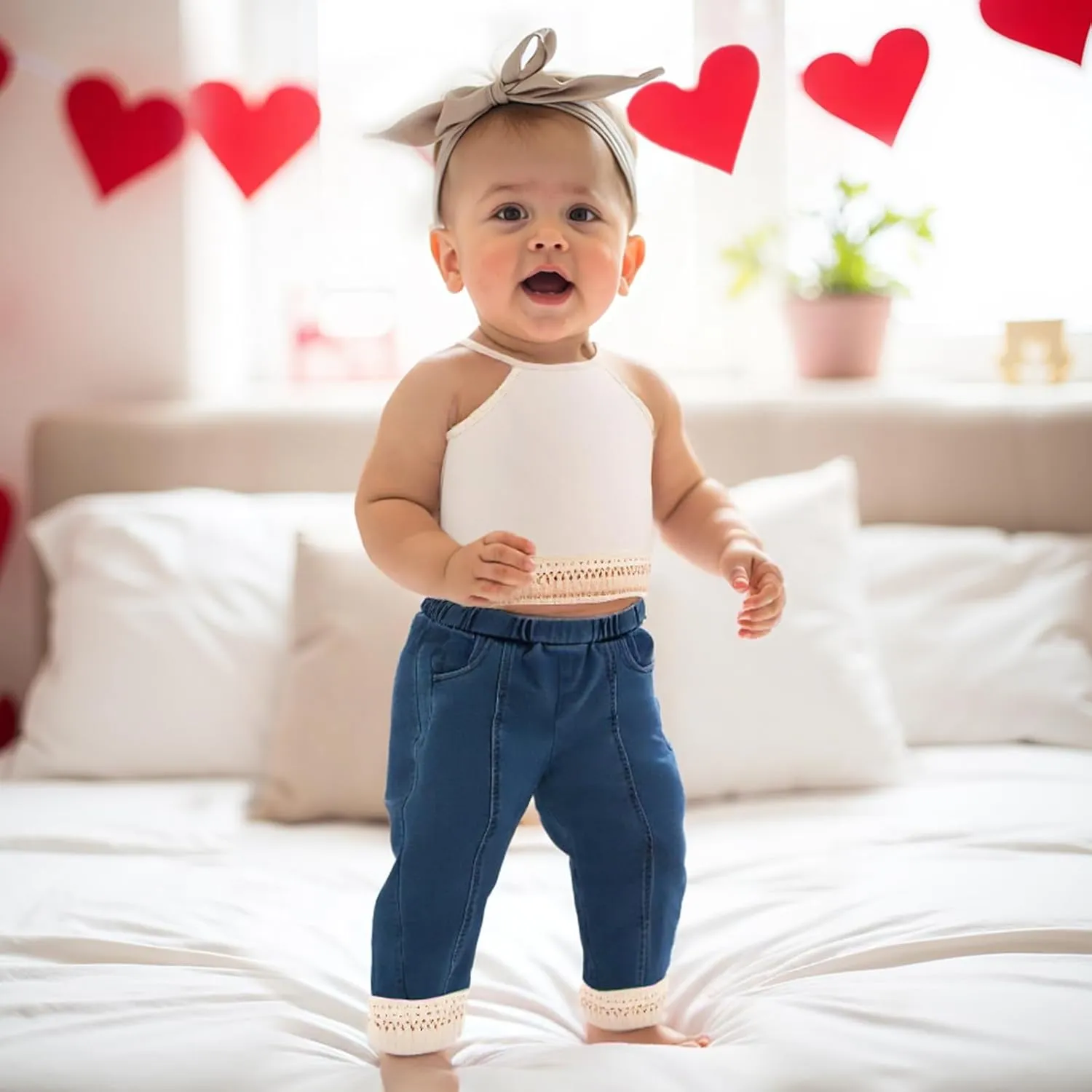 Madjtlqy Baby Girl Clothes Toddler Summer Outfits Tassel Camisole and Denim Pants Jeans 6 12 18 24 Months 2t 3t