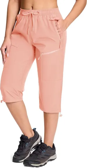 MAGCOMSEN Women's Cargo Capri Pants UPF 50  Lightweight Quick Dry Hiking Golf Travel Summer Pants with 5 Pockets