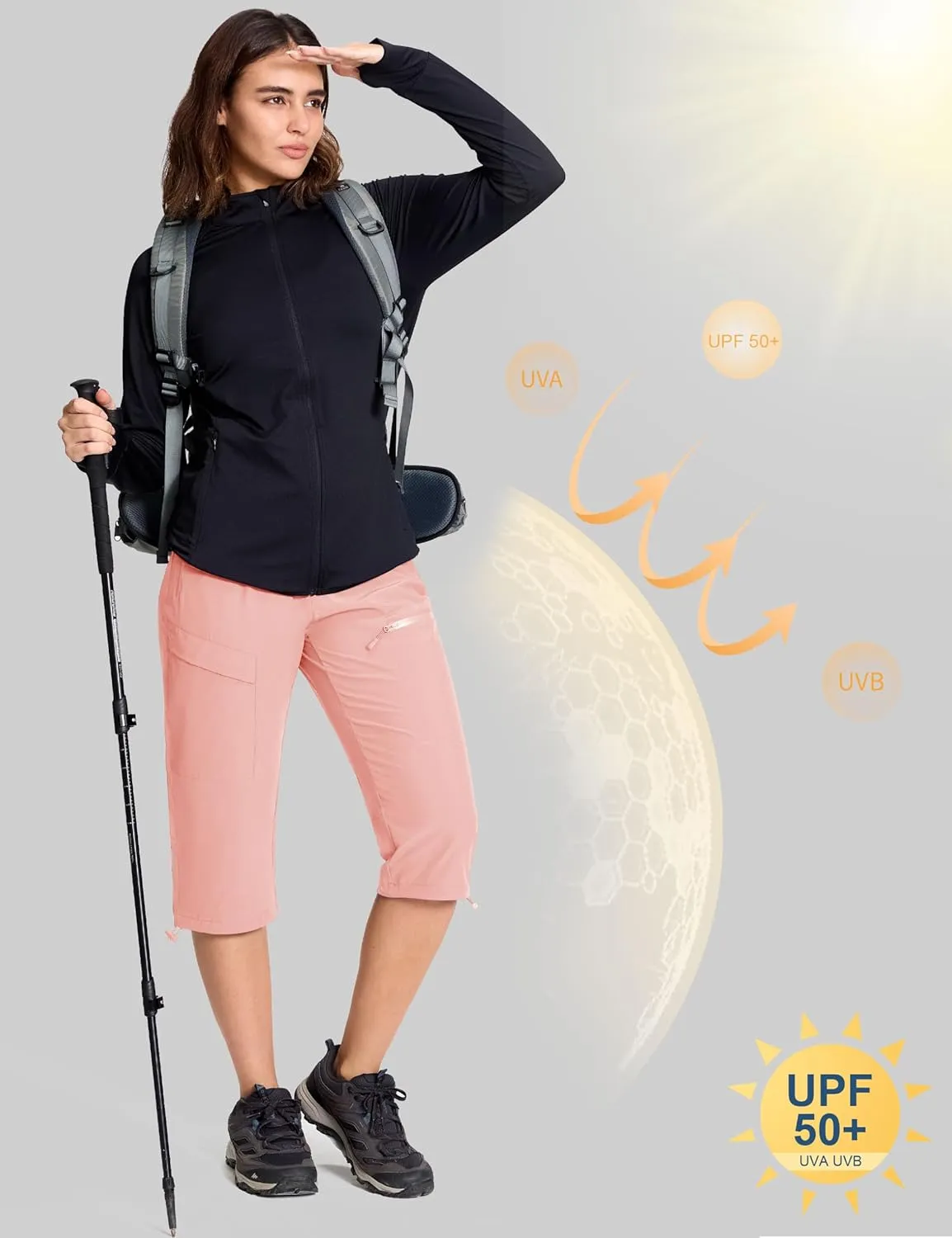 MAGCOMSEN Women's Cargo Capri Pants UPF 50  Lightweight Quick Dry Hiking Golf Travel Summer Pants with 5 Pockets