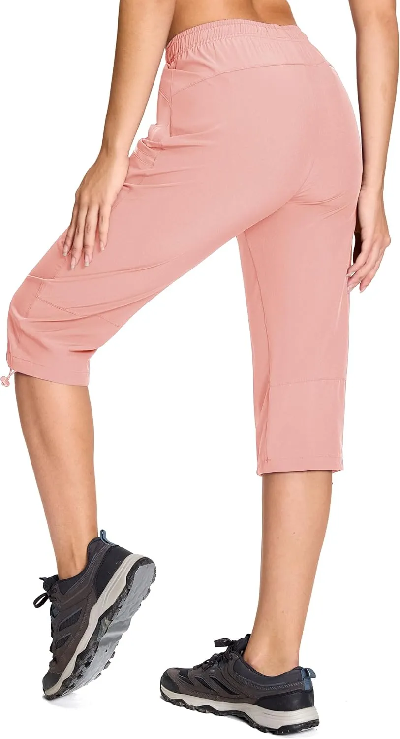 MAGCOMSEN Women's Cargo Capri Pants UPF 50  Lightweight Quick Dry Hiking Golf Travel Summer Pants with 5 Pockets