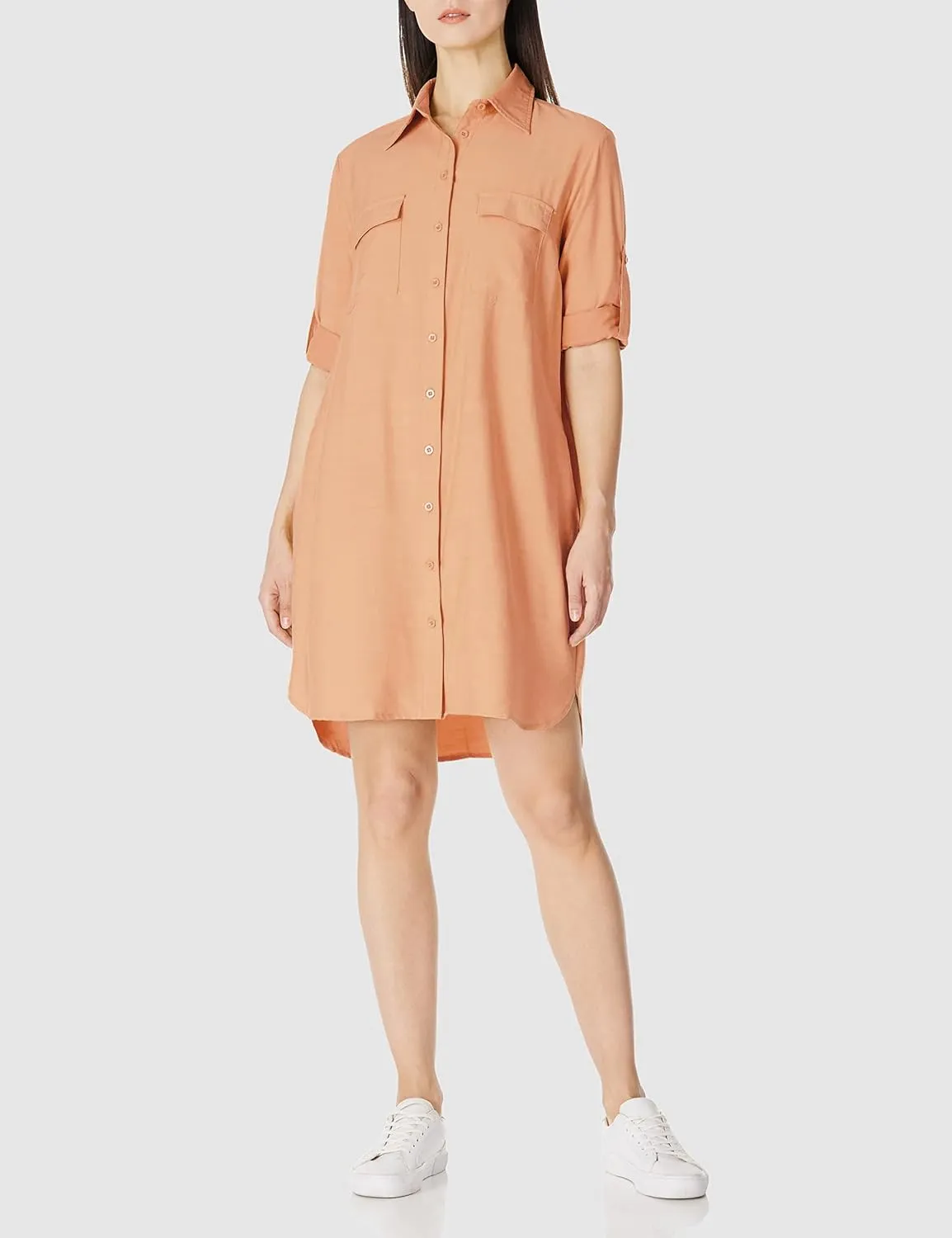 MANAIXUAN Women's Shirt Dress V Neck Long Sleeve Loose Casual with Pockets Front Button
