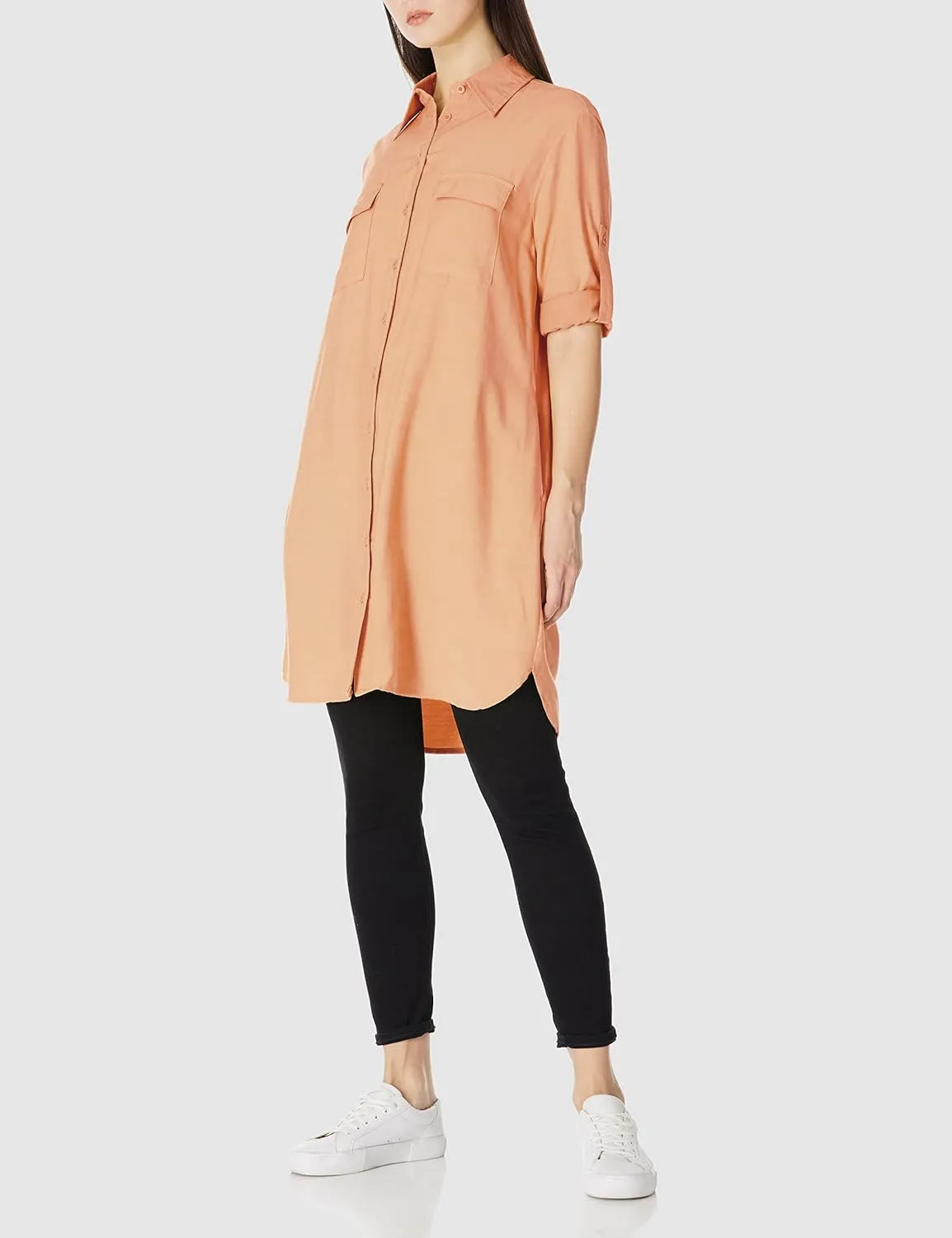 MANAIXUAN Women's Shirt Dress V Neck Long Sleeve Loose Casual with Pockets Front Button