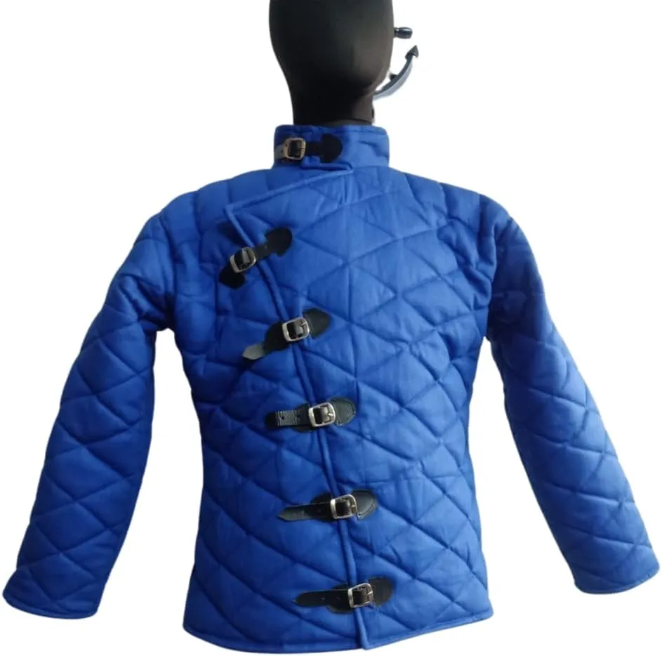 Medieval Viking Gambeson Coat - Thick Padded Cotton in Short Full-Sleeve Aketon | LARP Cosplay Armor for Halloween Costume