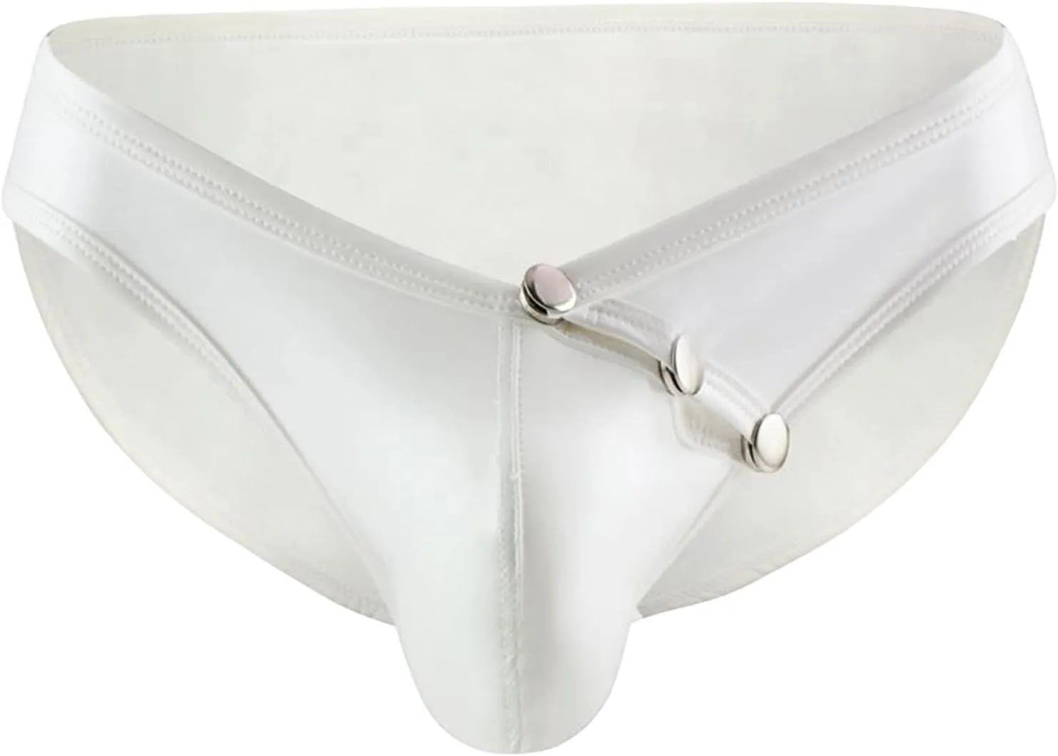 Men's Leather Lingerie Thong Sexy Wetlook Jockstrap Briefs Low Waist G-Strings Naughty Bulge Pouch Underwear Pants (White,X-Large)