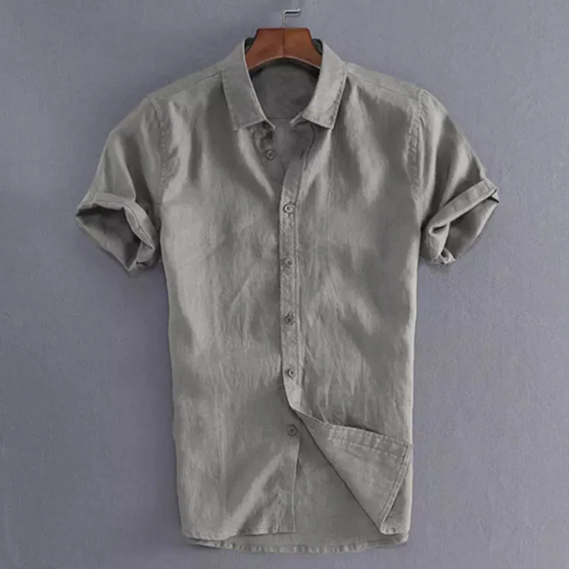 Mens Short Sleeve Shirt  100% Cotton  Relaxed Fit  Button-Down Collar Casual Wear