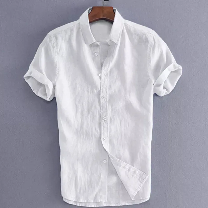 Mens Short Sleeve Shirt  100% Cotton  Relaxed Fit  Button-Down Collar Casual Wear