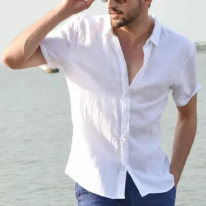 Mens Short Sleeve Shirt  100% Cotton  Relaxed Fit  Button-Down Collar Casual Wear